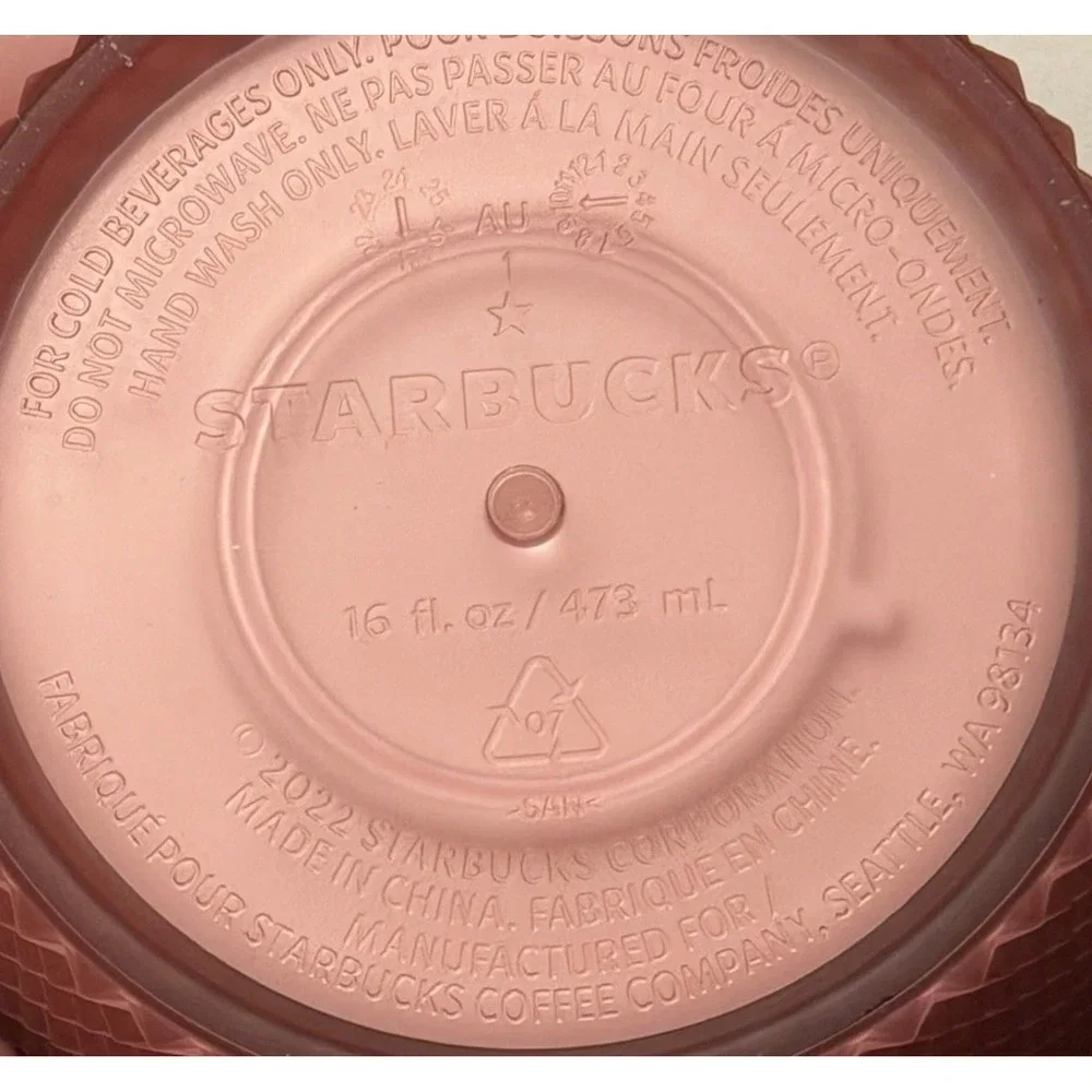 Starbucks 2022 Valentine's Pink Blush Studded Tumbler 16 oz Cold Cup with Straw‎